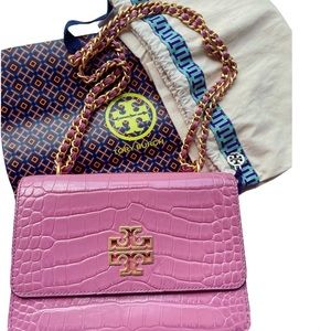 Tory Burch croc-embossed adjustable shoulder bag